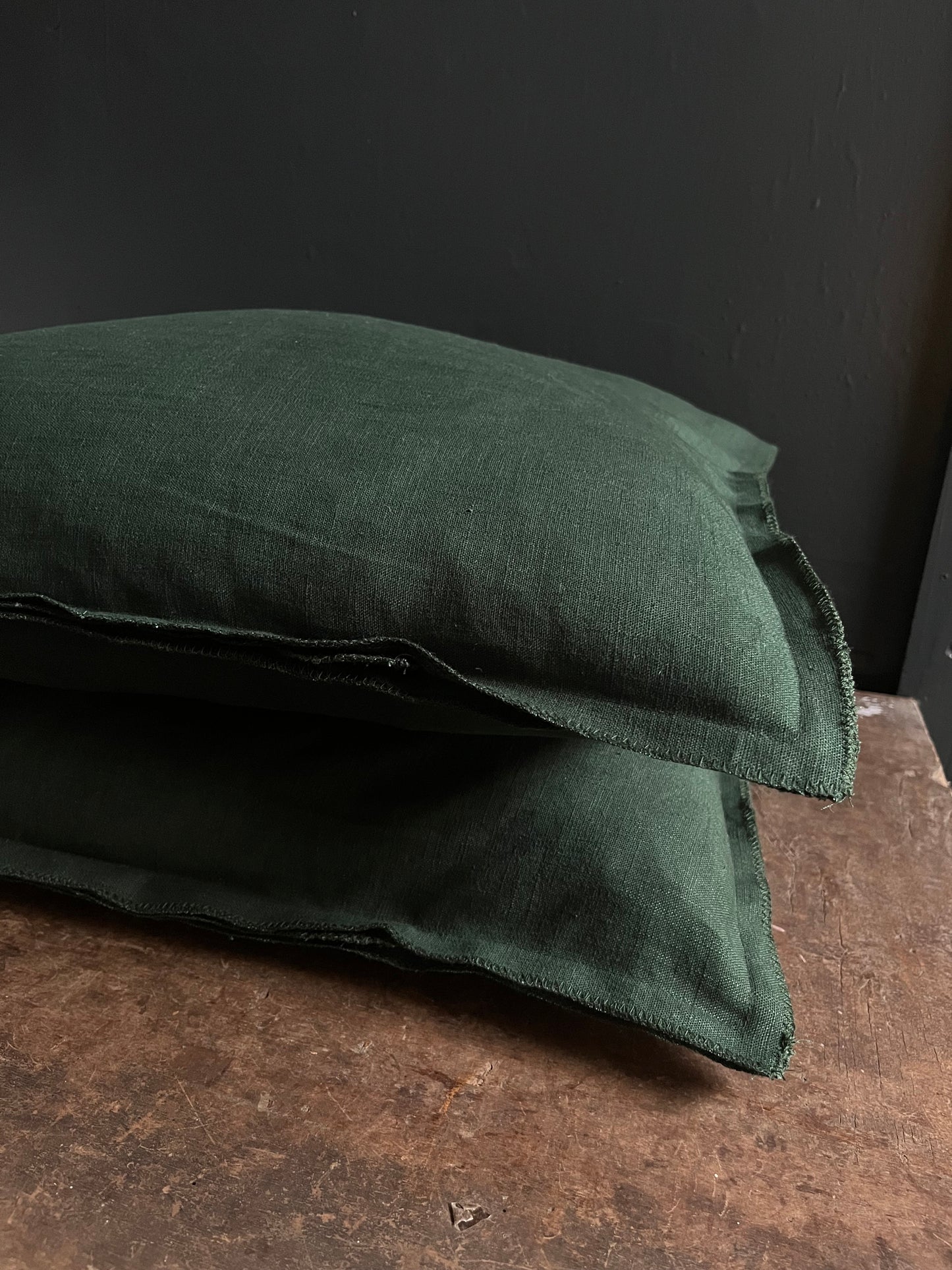 Textured washed linen serged edge cushion
