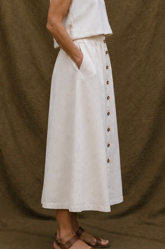 The Carrie midi button up skirt
