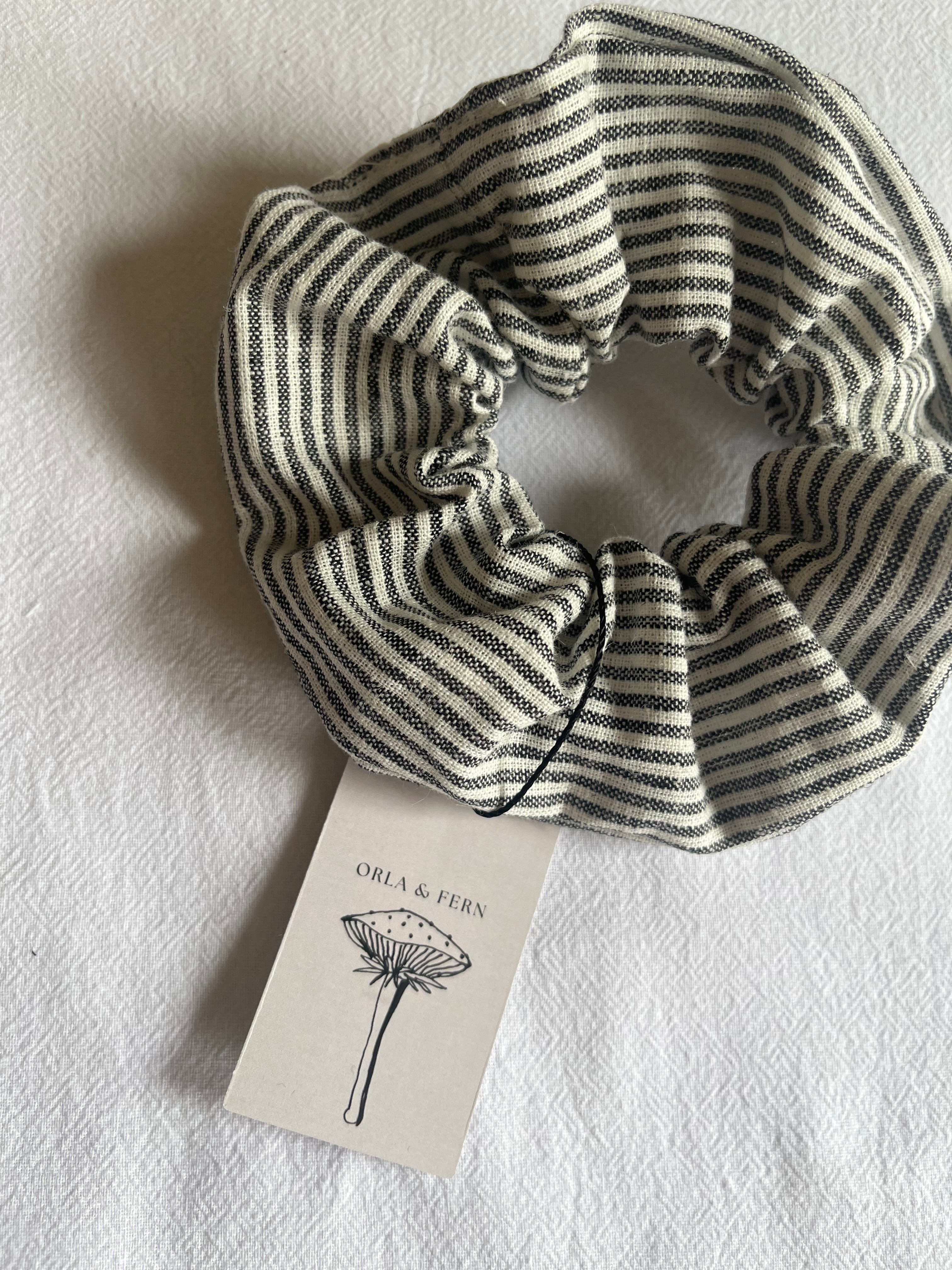 Rowan stripe linen scrunchie