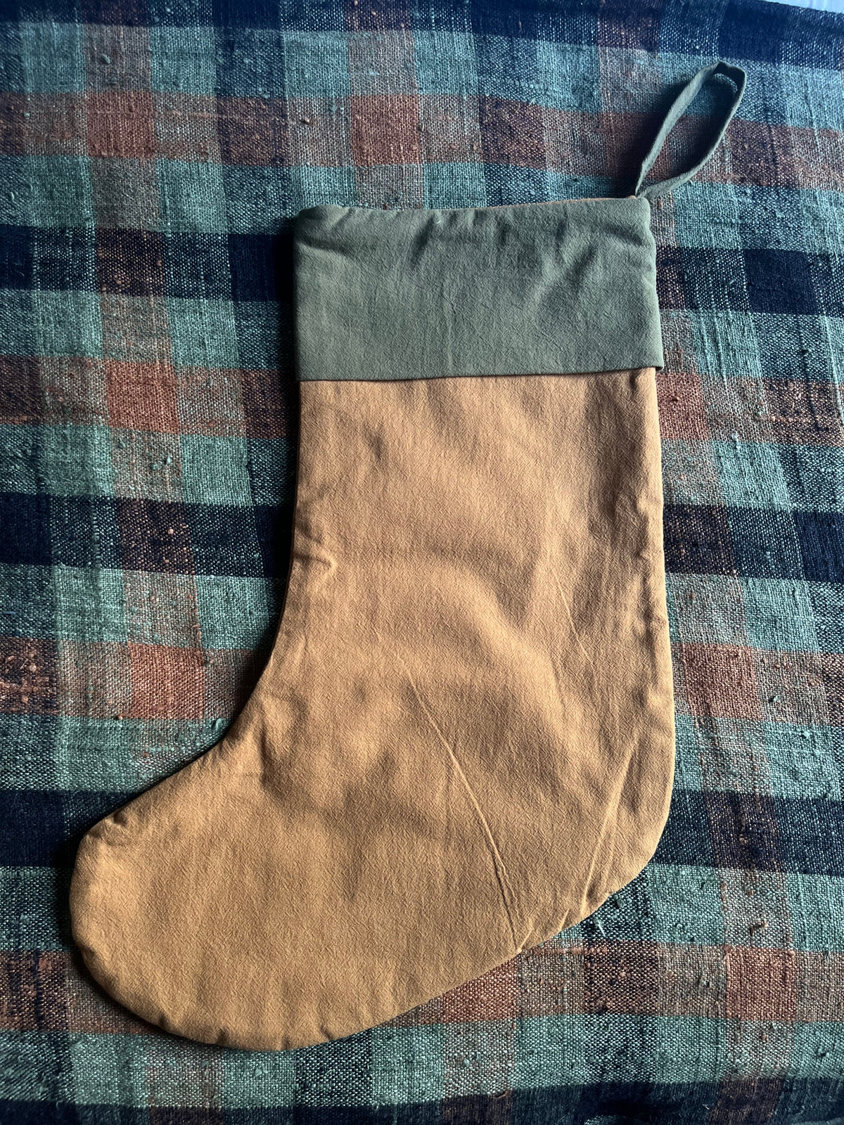 Washed cotton Christmas stocking