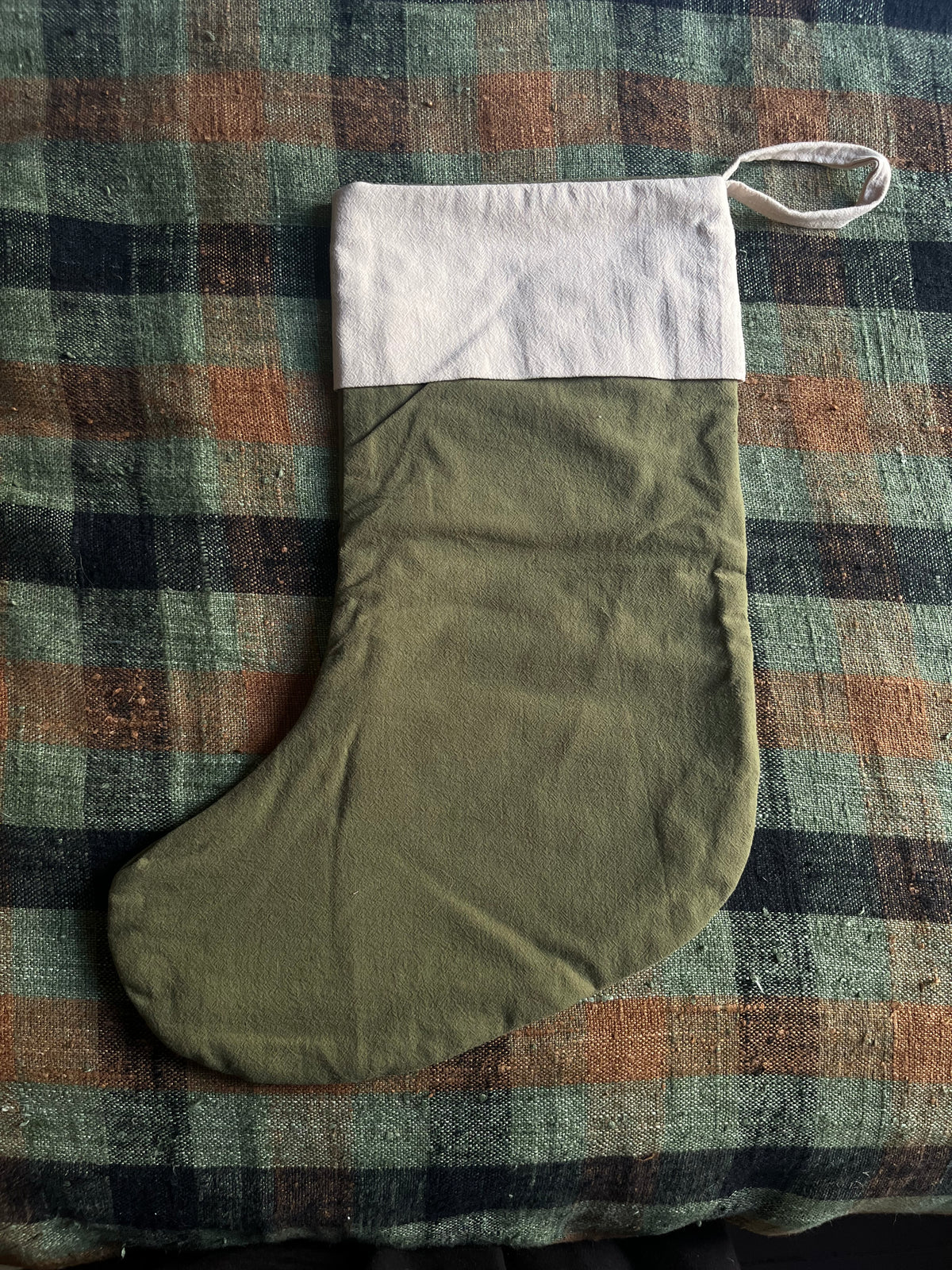 Washed cotton Christmas stocking