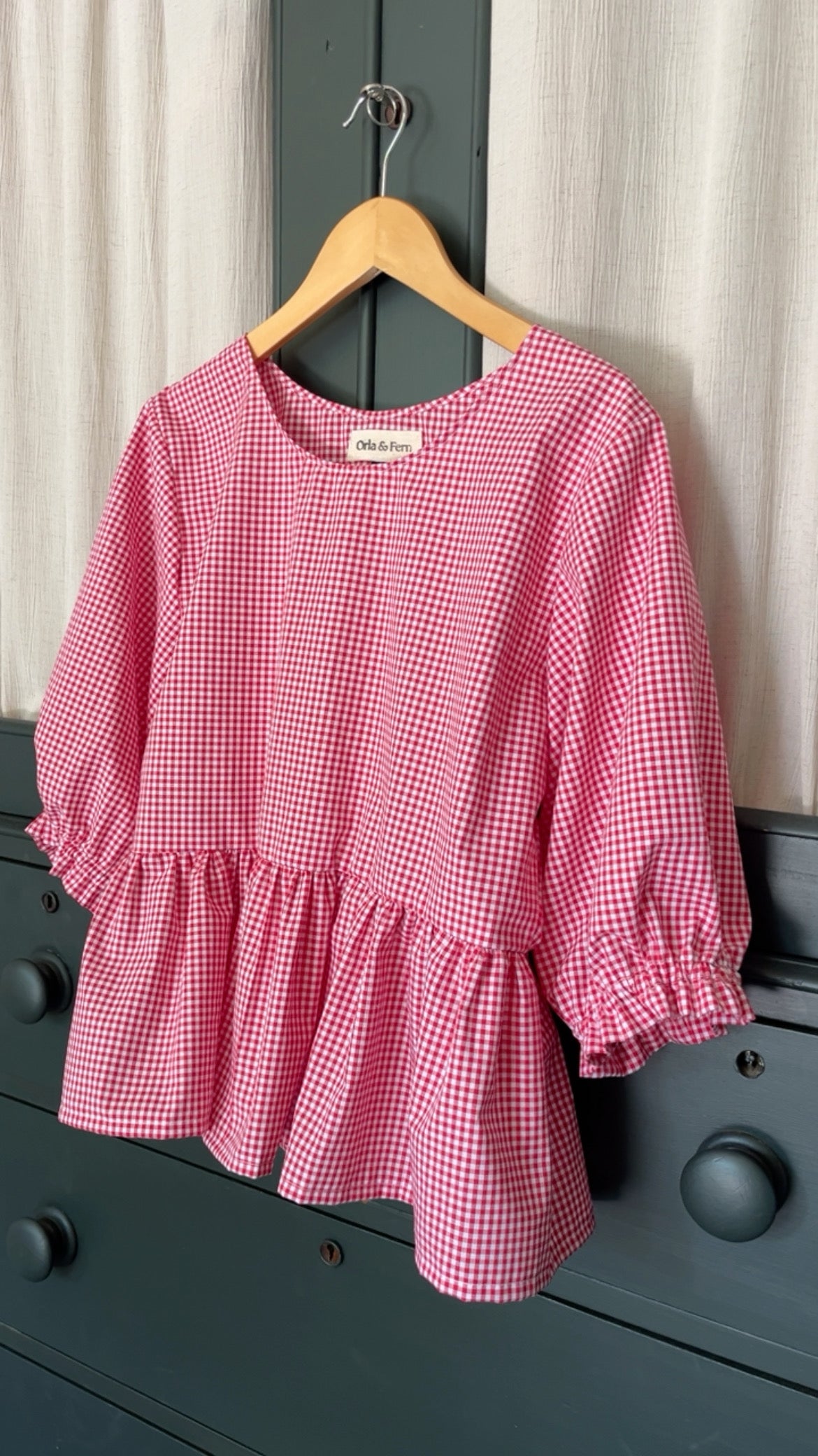 Hetty frill gingham top