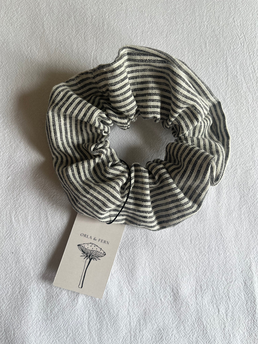 Rowan stripe linen scrunchie