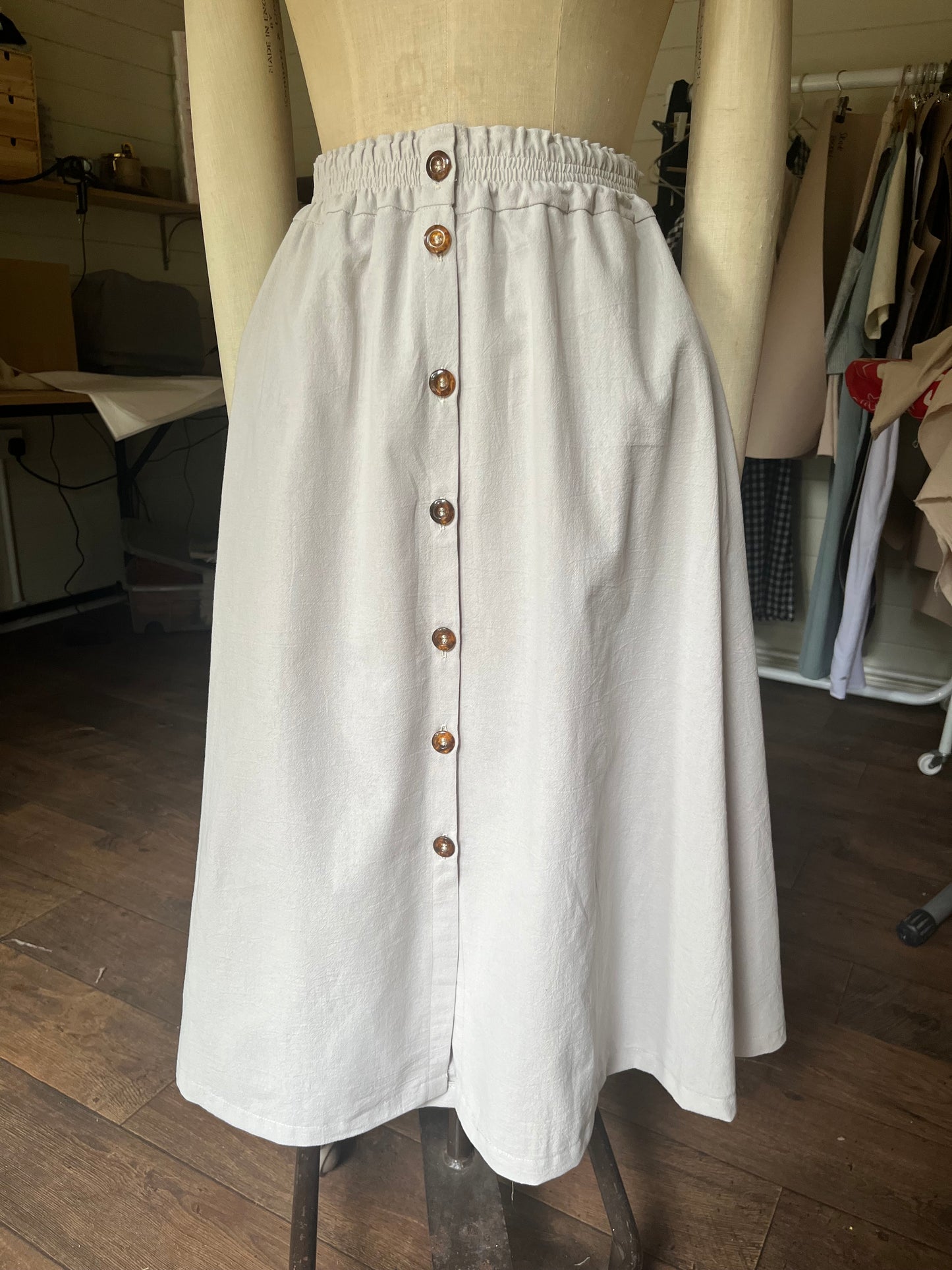 The Carrie midi button up skirt