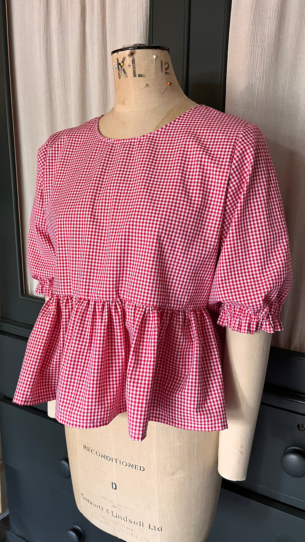 Hetty frill gingham top