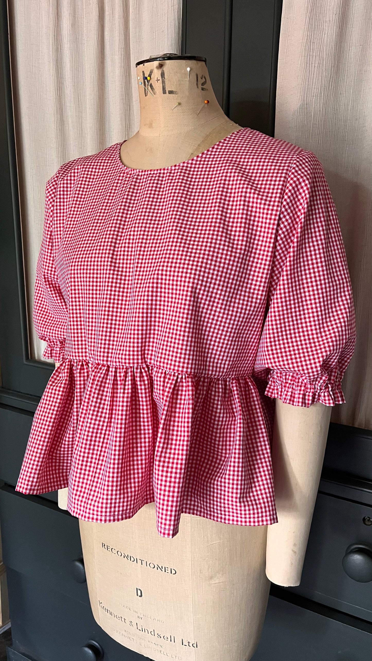 Hetty frill gingham top