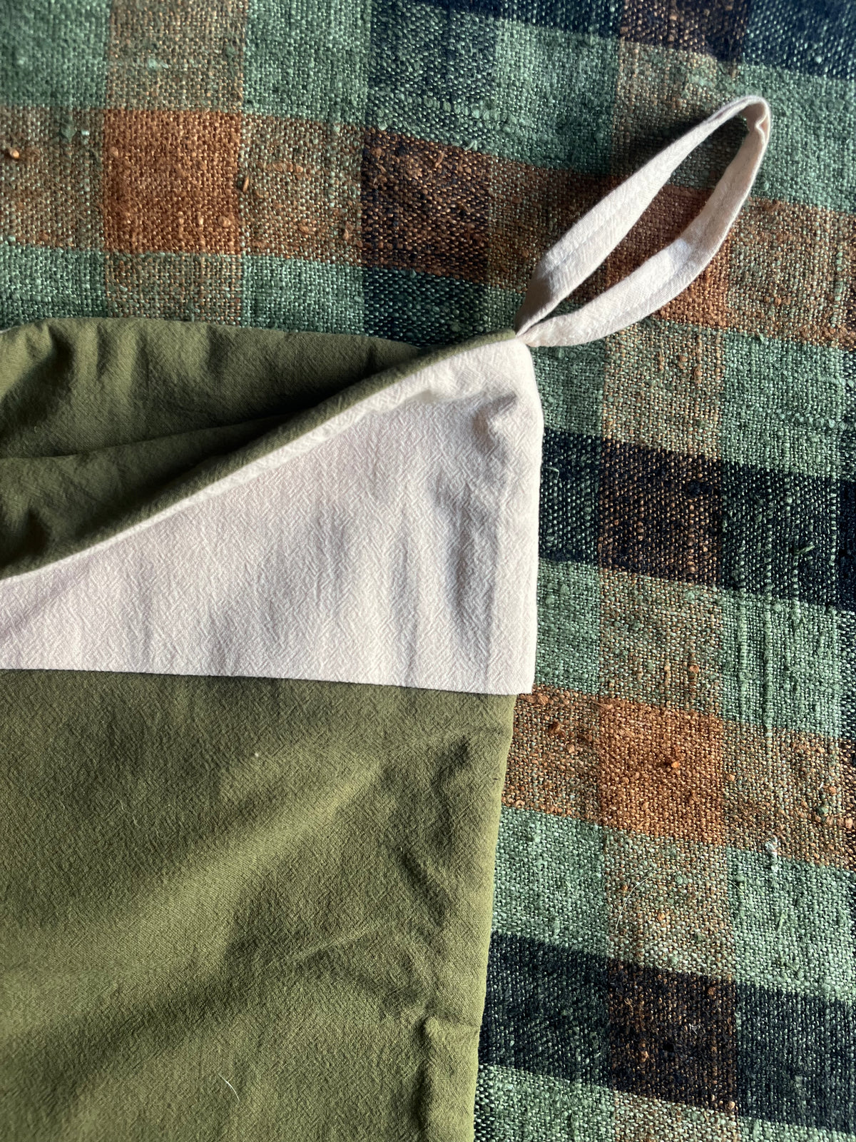 Washed cotton Christmas stocking