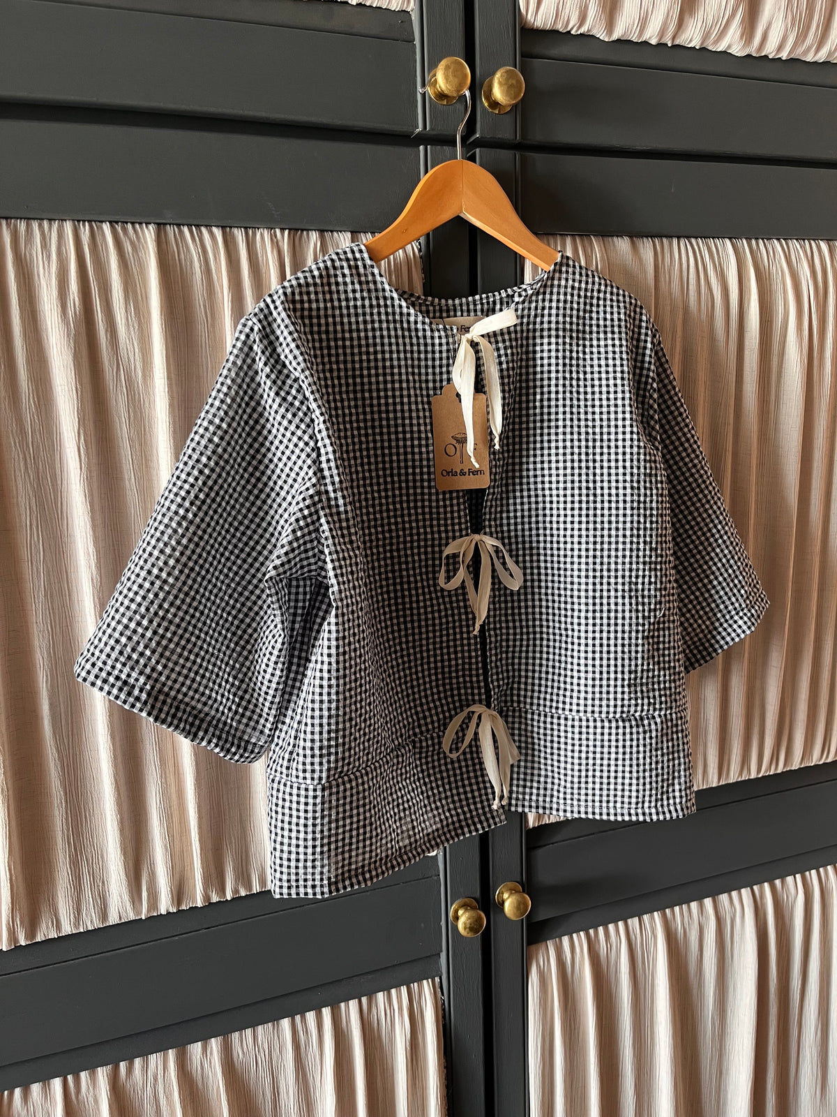 Yana Gingham tie front blouse