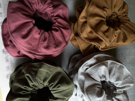 Washed cotton scrunchie set of 4