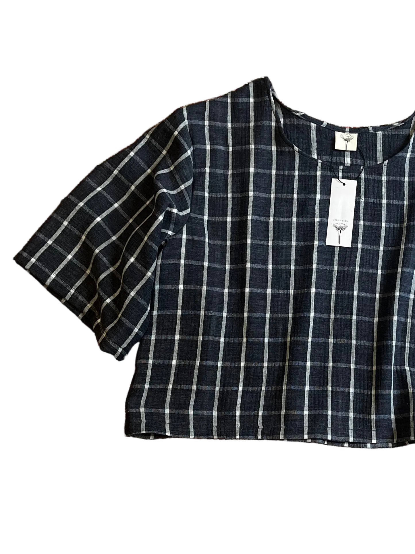 Saffy double gauze top | Navy check