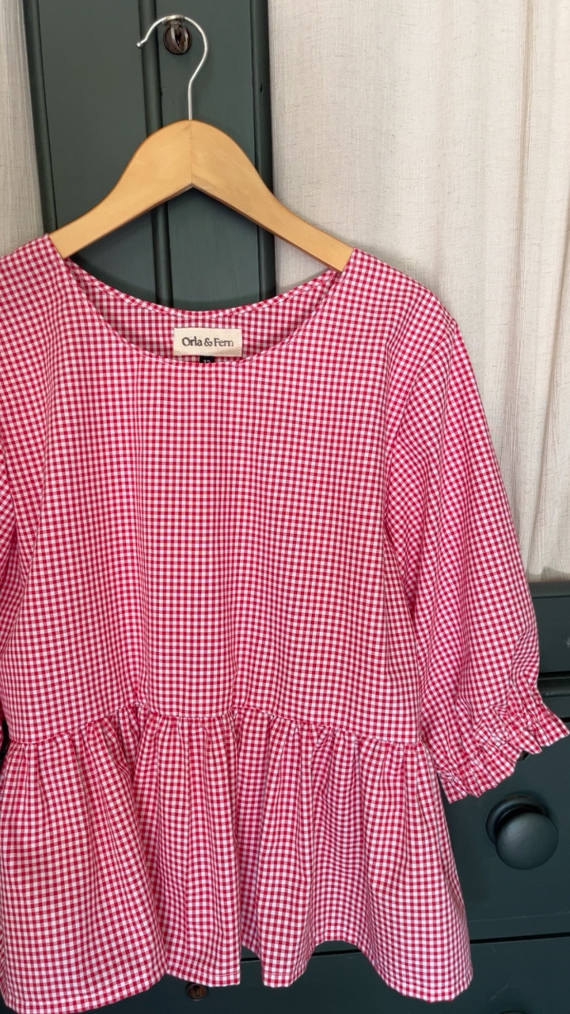 Hetty frill gingham top