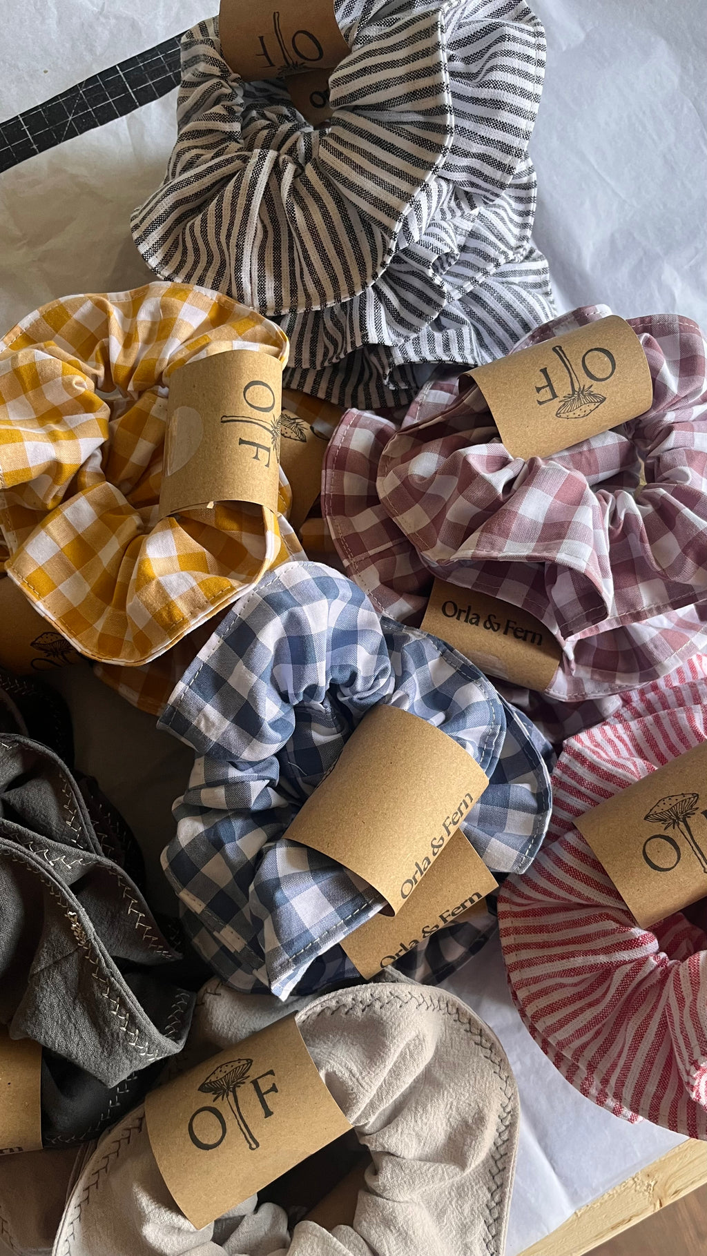 Cotton gingham scrunchie