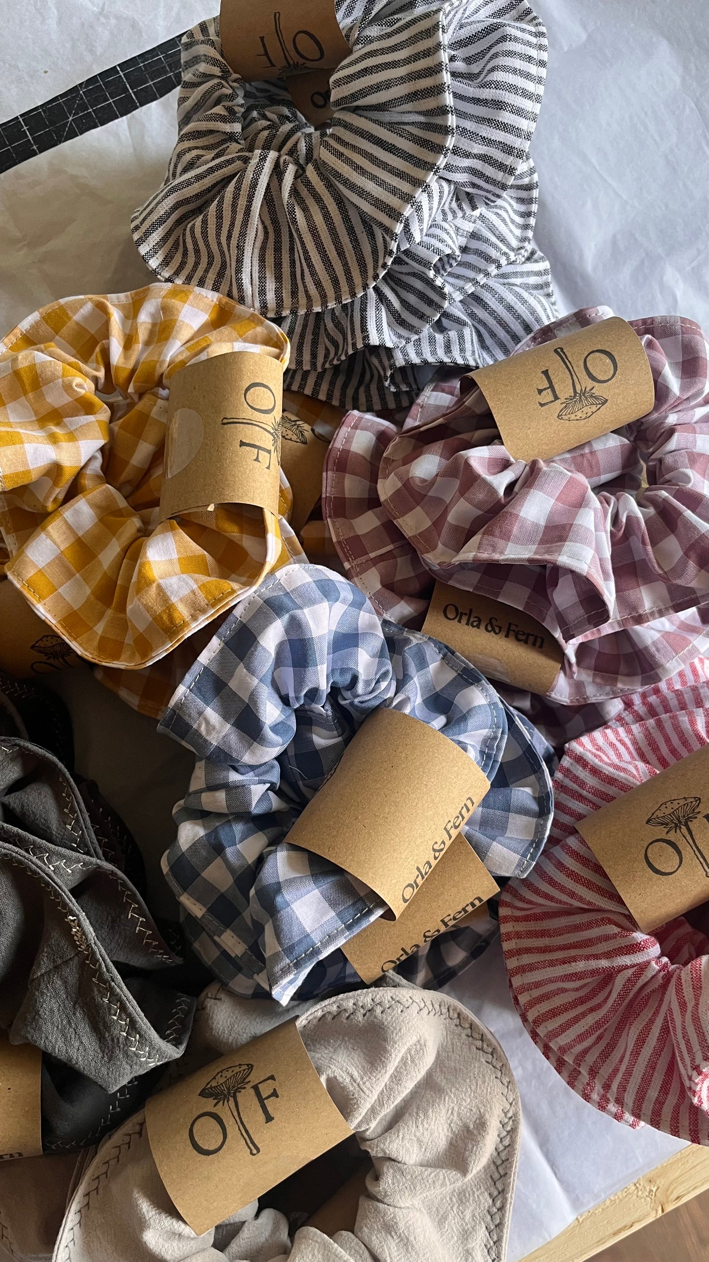 Cotton gingham scrunchie