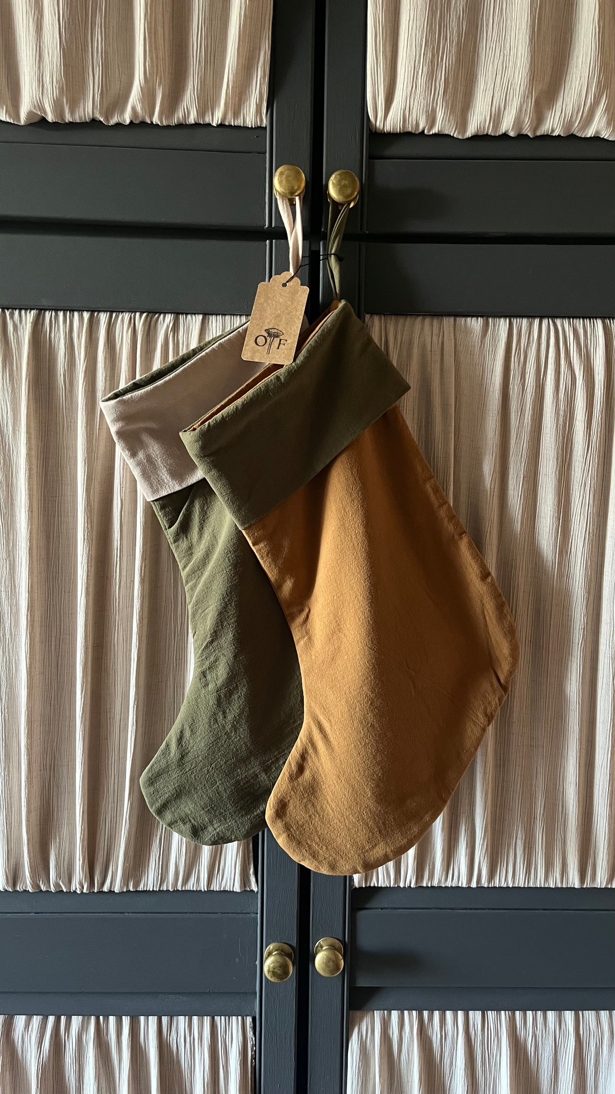 Washed cotton Christmas stocking