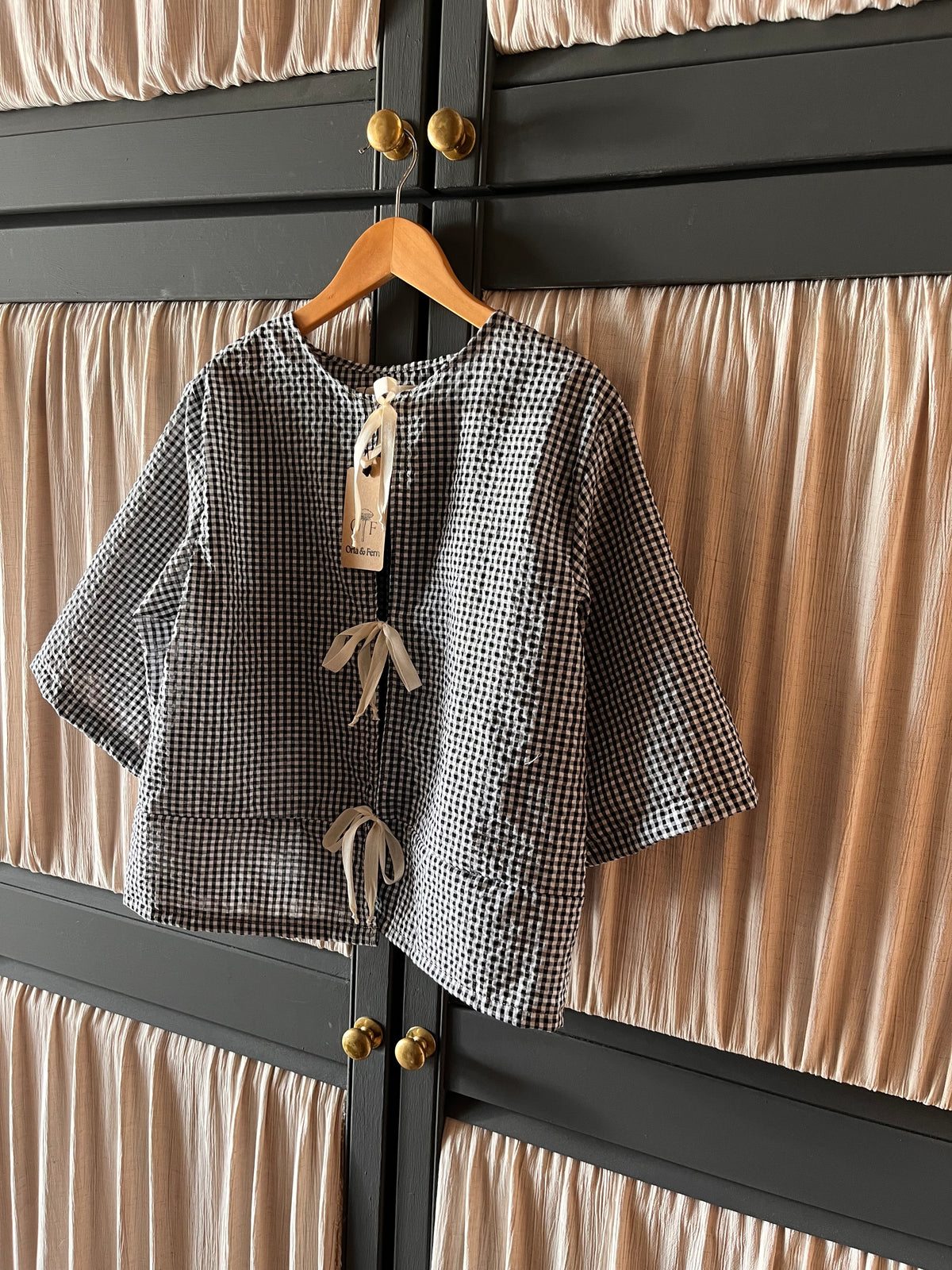 Yana Gingham tie front blouse