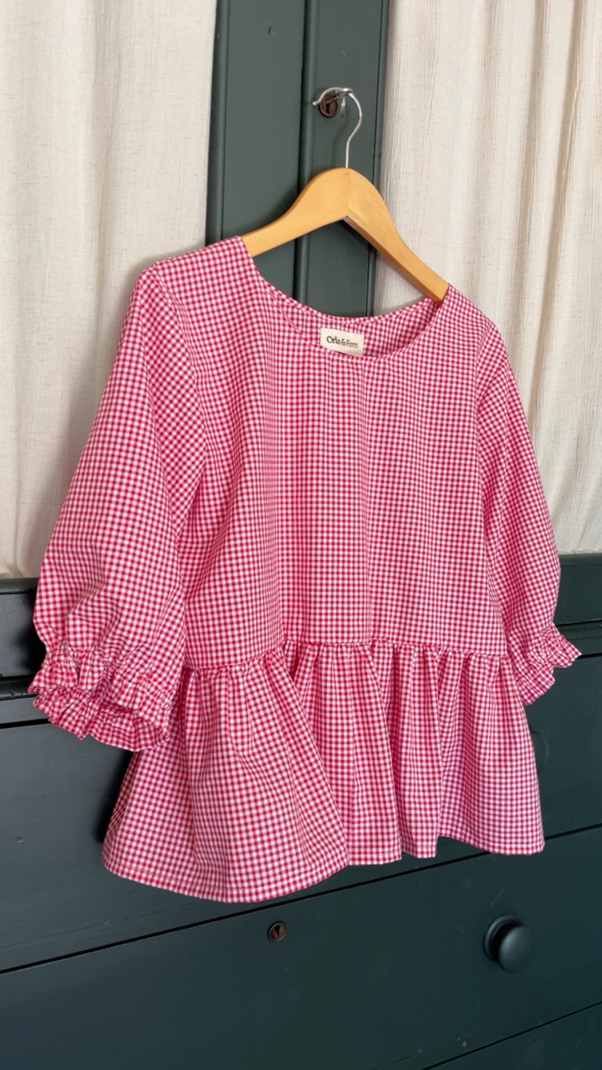 Hetty frill gingham top
