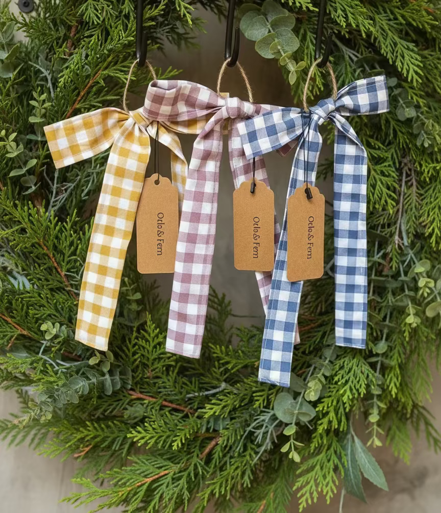 Gingham Christmas tree bow