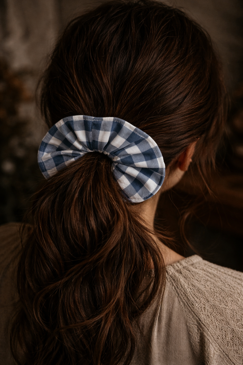 Cotton gingham scrunchie