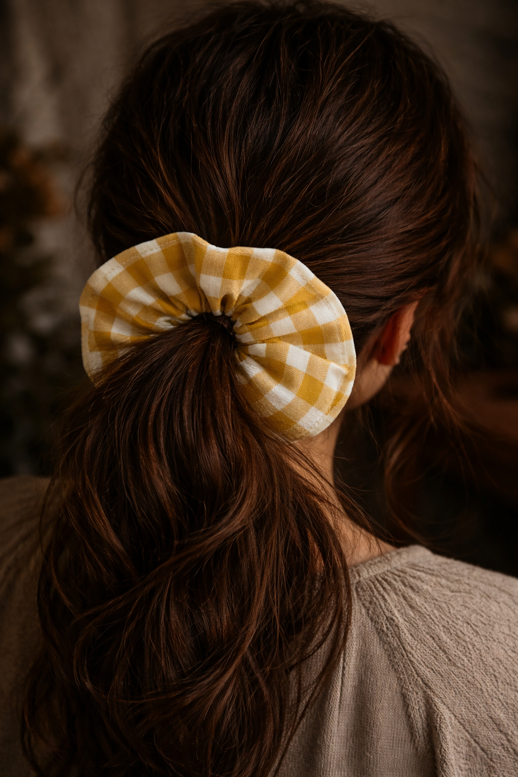 Cotton gingham scrunchie