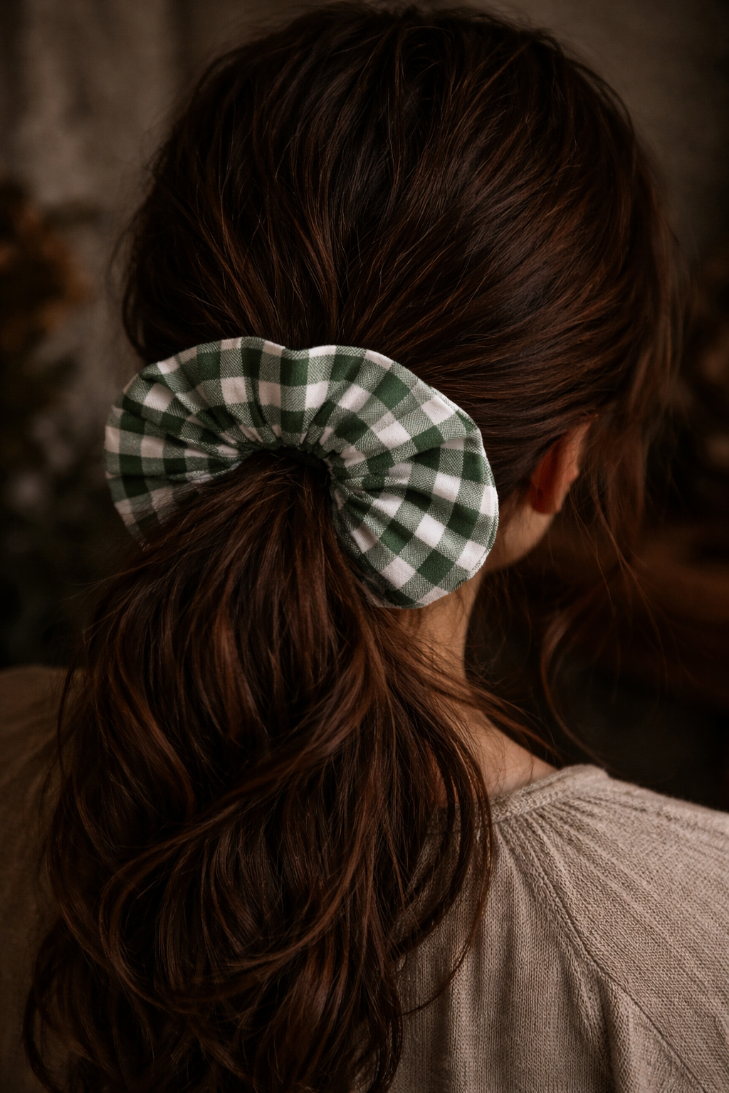 Cotton gingham scrunchie
