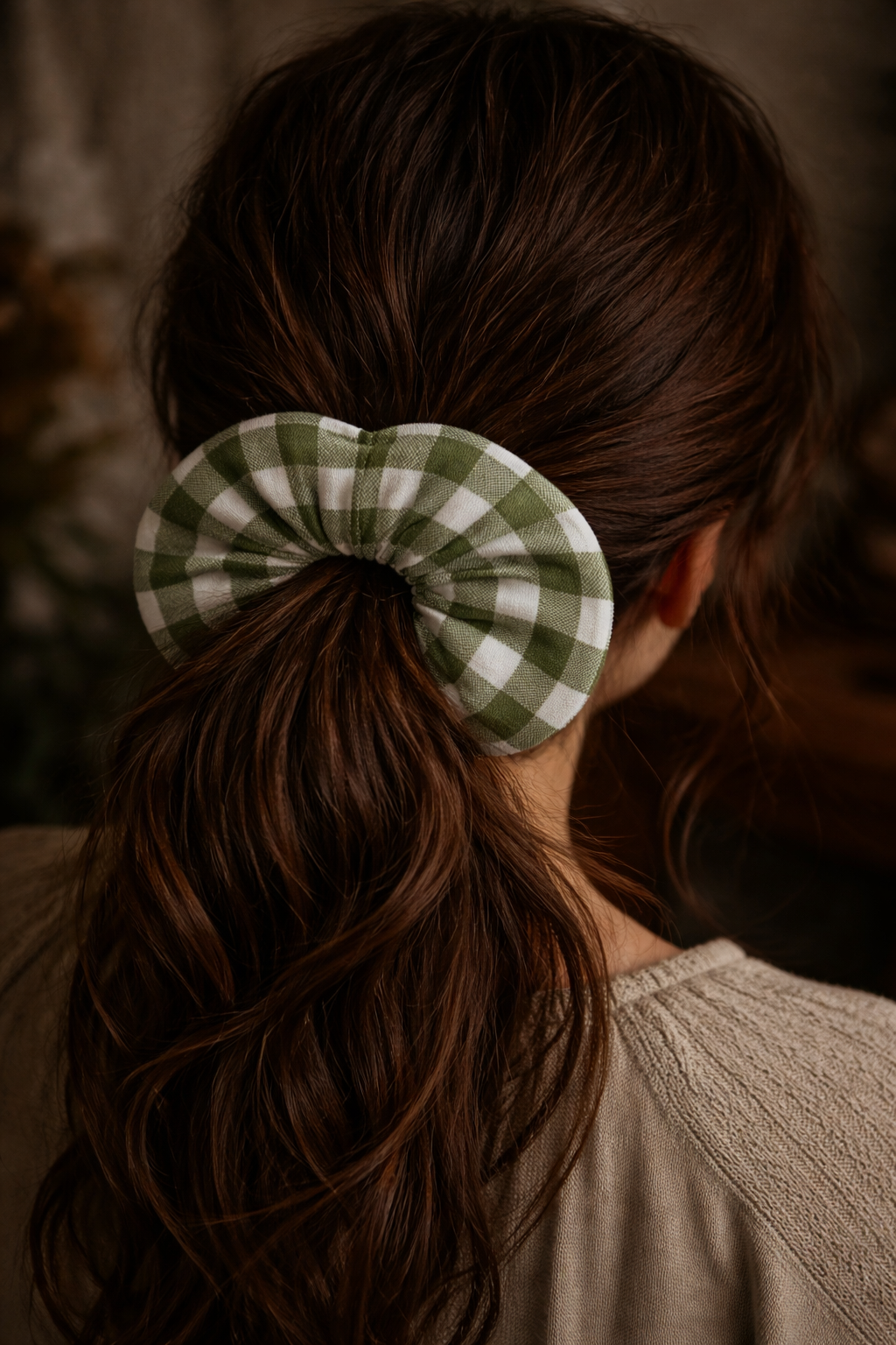 Cotton gingham scrunchie