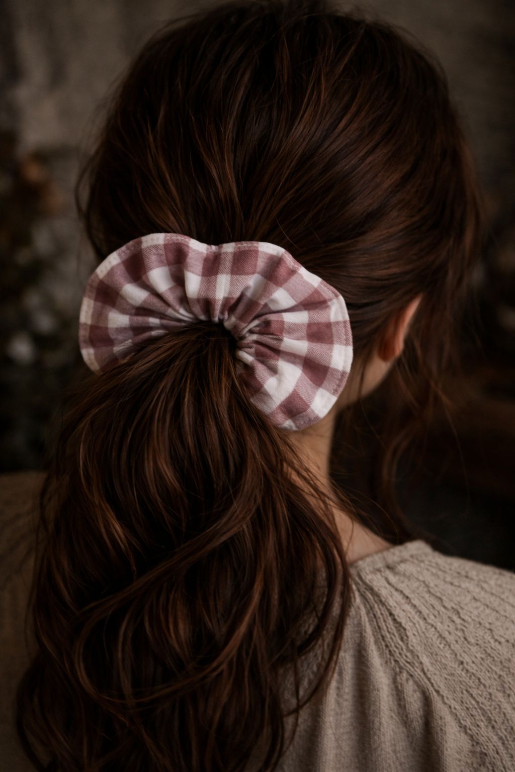 Cotton gingham scrunchie