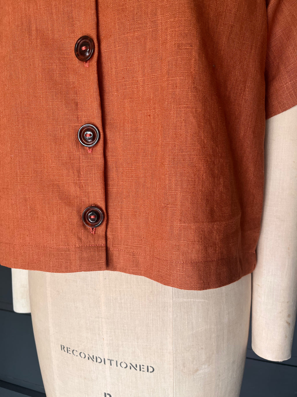 Faye rust linen button up