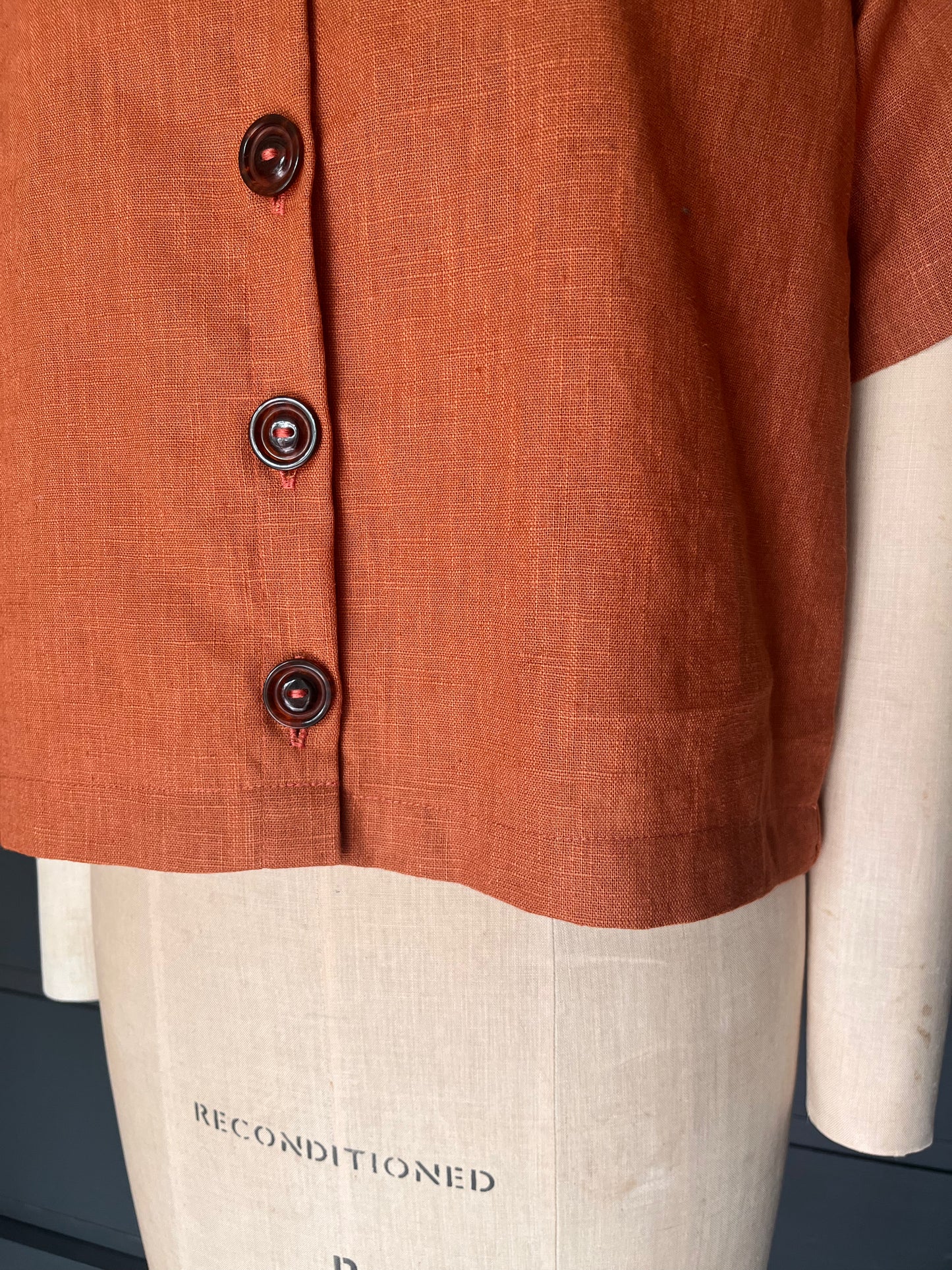 Faye rust linen button up