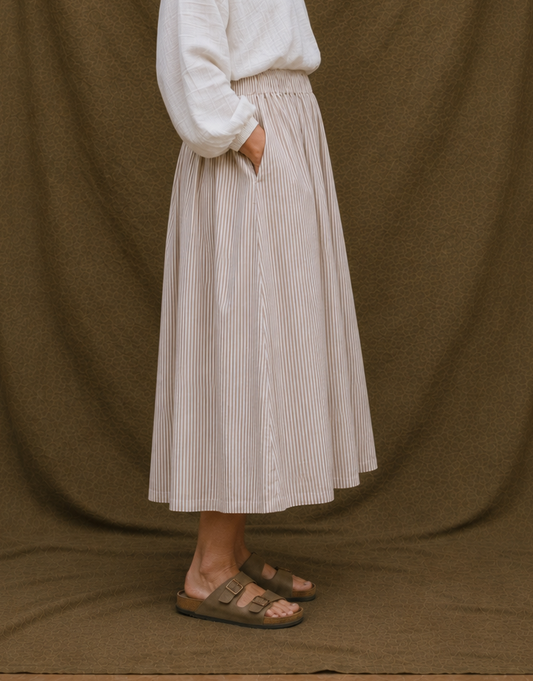 Sample | Peach linen midi skirt | Size 16-18