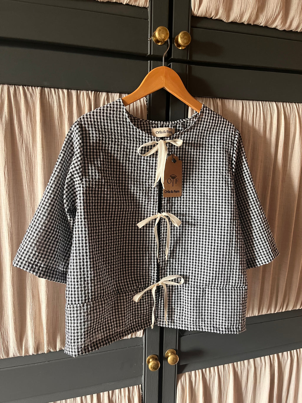 Yana Gingham tie front blouse